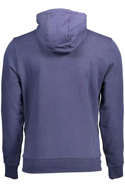 North Sails Blue Cotton Hooded Sweatshirt with Logo Print