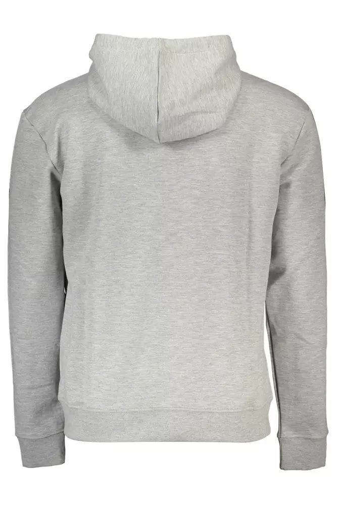 North Sails Sleek Gray Hooded Sweatshirt with Central Pocket