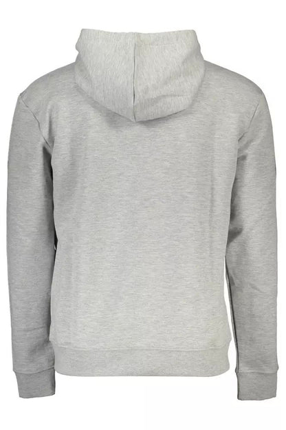 North Sails Sleek Gray Hooded Sweatshirt with Central Pocket