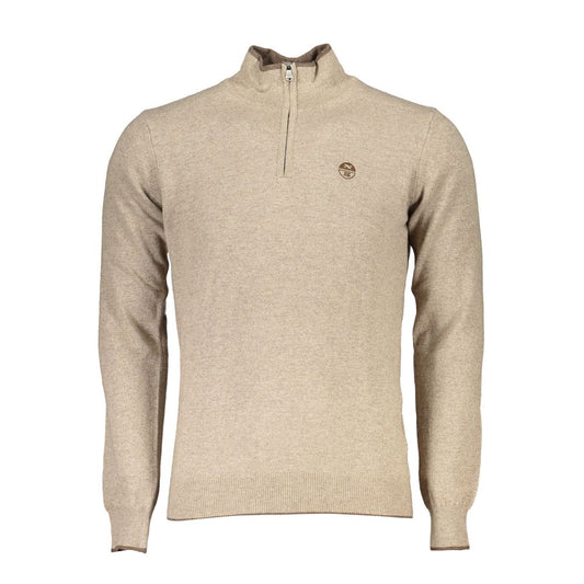 North Sails Elegant Beige Turtleneck Sweater with Half Zip