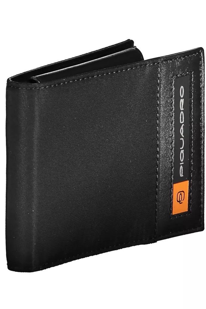 Piquadro Eco-Chic Contrast Detailed Black Wallet