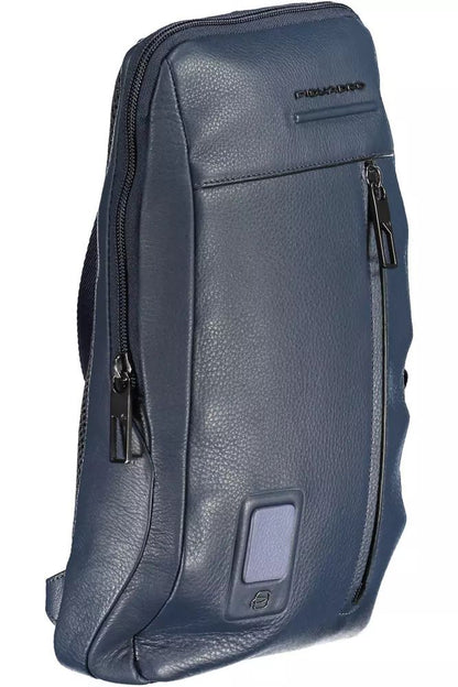 Piquadro Sleek Blue Leather Shoulder Laptop Bag