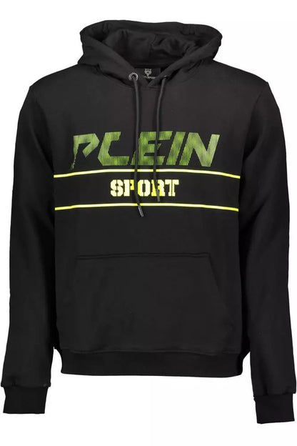 Plein Sport Sleek Black Hooded Sweatshirt with Bold Accents