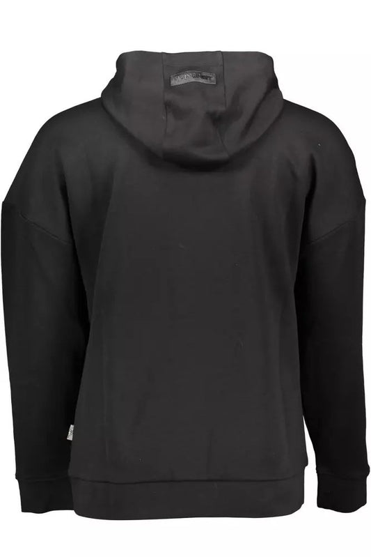 Plein Sport Sleek Black Hooded Sweatshirt with Print Detail