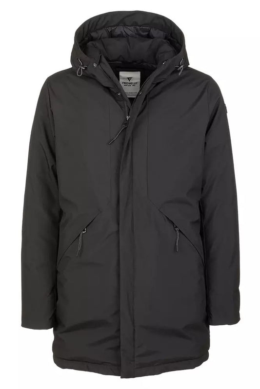 Fred Mello Sleek Men's Tech Fabric Jacket with Hood