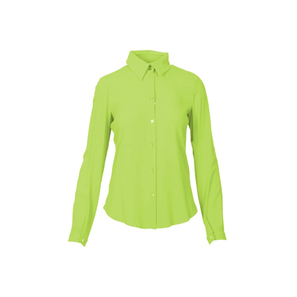 Patrizia Pepe Chic Emerald Crêpe Blouse with Classic Collar