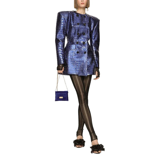 Dolce & Gabbana Chic Croco-Print Patent Leather Coat