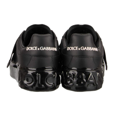 Dolce & Gabbana Chic Black Strap Leather Sneakers