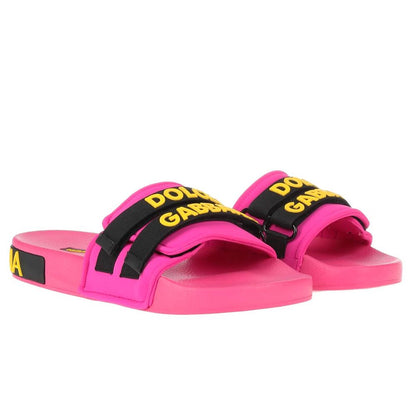 Dolce & Gabbana Chic Fuchsia Rubber Slippers for Elegant Comfort