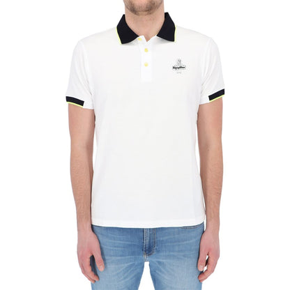 Refrigiwear Elegant White Cotton Polo with Contrasting Accents