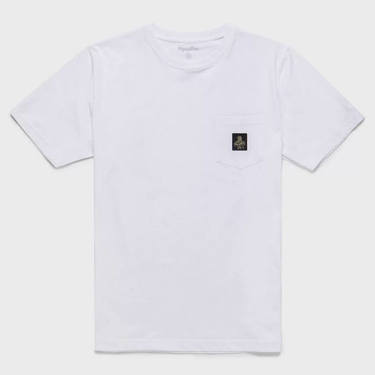 Refrigiwear Elegant White Cotton Tee with Chest Logo