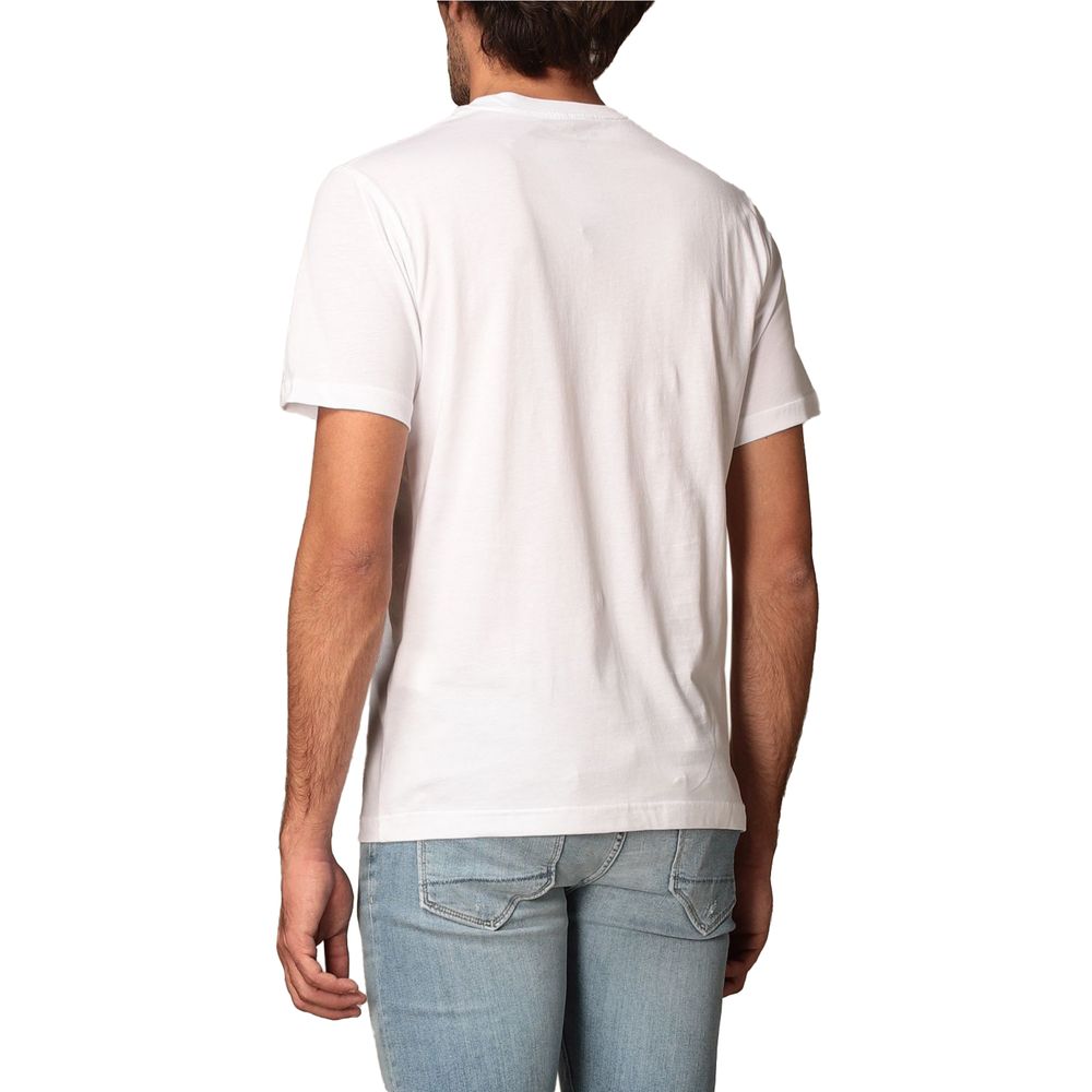 Refrigiwear Crisp White Cotton Tee with Logo Print