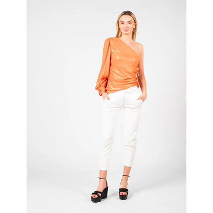 PINKO Chic Orange Laminated Blouse