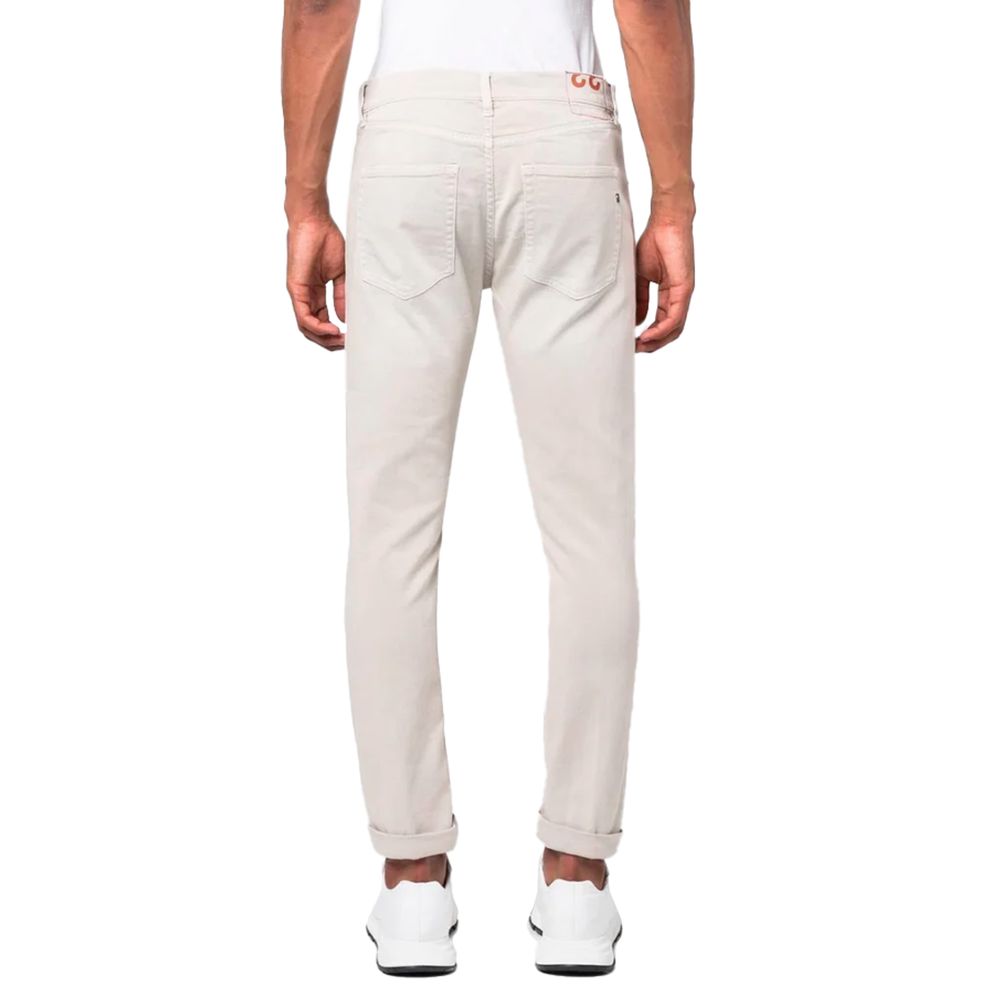 Dondup Cream White Stretch Cotton Trousers