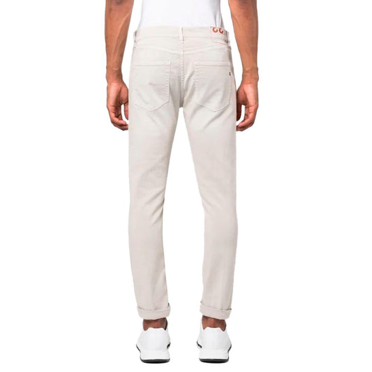 Dondup Cream White Stretch Cotton Trousers