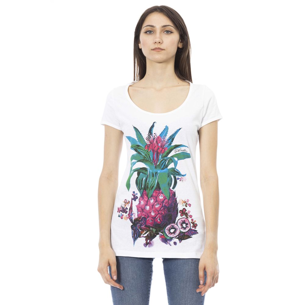 Just Cavalli Elegant Cotton Crew Neck Tee with Front Print