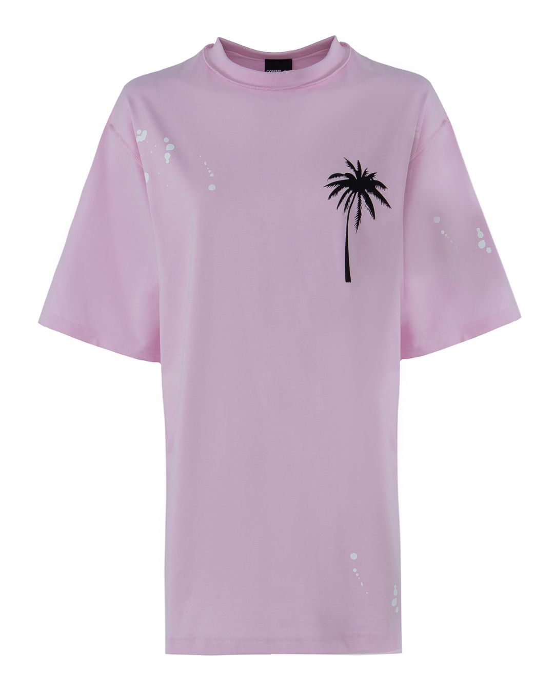 Comme Des Fuckdown Chic Pink Cotton T-Shirt Dress with Unique Print