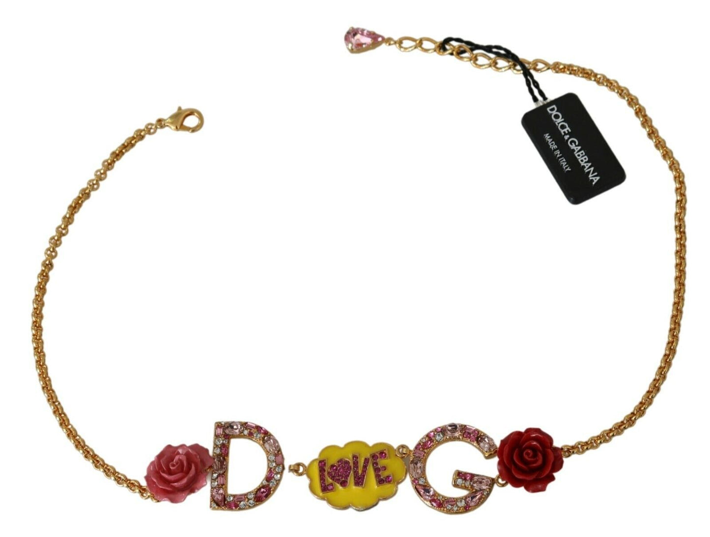 Dolce & Gabbana Gold Crystal Charm Statement Necklace