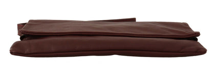 Elegant Brown Leather Clutch with Silver Detailing