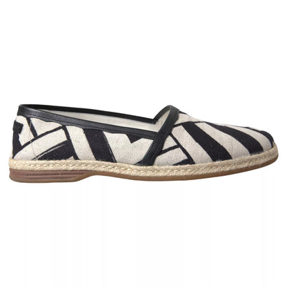 Dolce & Gabbana Black White Stripes Slip On Espadrille Shoes