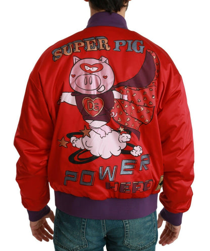 Dolce & Gabbana Red YEAR OF THE PIG Bomber Jacket