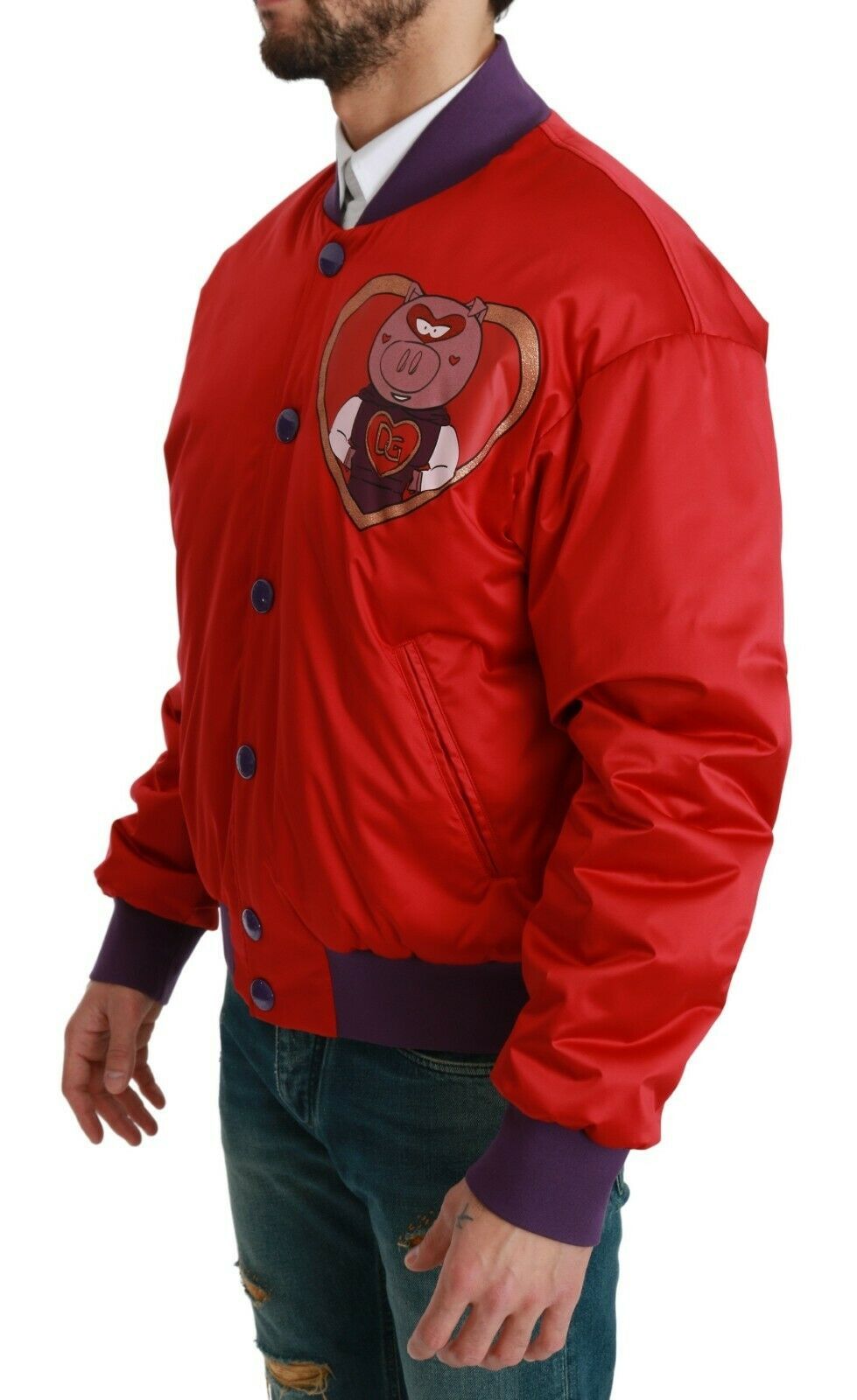 Dolce & Gabbana Red YEAR OF THE PIG Bomber Jacket