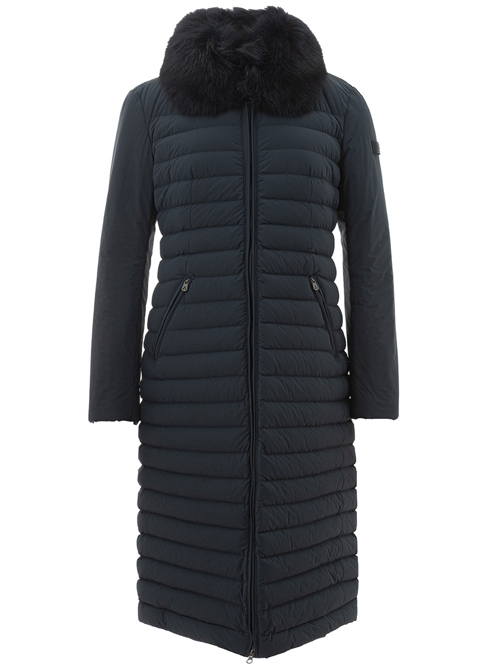 Peuterey Chic Long Quilted Coat with Fur Detail