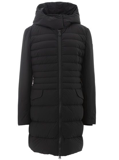 Peuterey Elegant Long Quilted Black Jacket