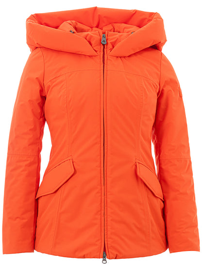 Peuterey Chic Maxi Hooded Quilted Orange Jacket