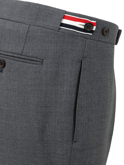 Thom Browne Elegant Tailored Gray Wool Trousers