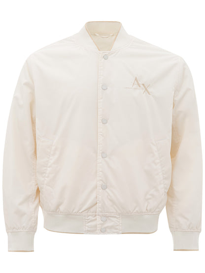 Armani Exchange Elegant White Wool Hooded Cardigan