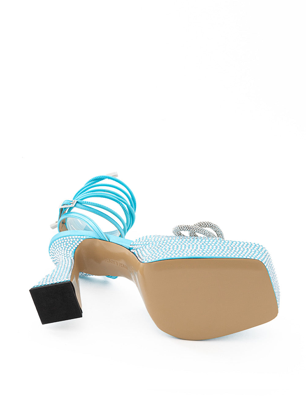 MACH & MACH Elegant Light Blue Crystal Bow Sandals