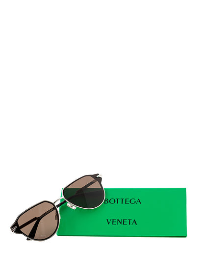 Bottega Veneta Elegant Silver Metal Sunglasses