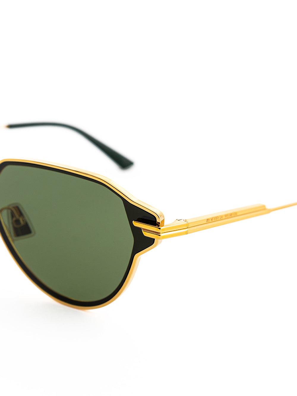 Bottega Veneta Elegant Golden Metal Sunglasses with Green Lens