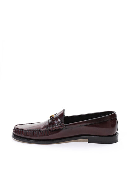 Celine Elegant Brown Leather Triomphe Loafers