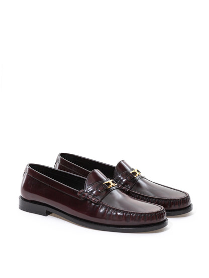 Celine Elegant Brown Leather Triomphe Loafers