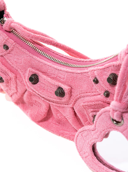 Balenciaga Pink Le Cagole Chenille Shoulder Bag