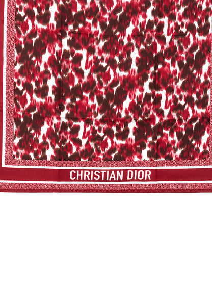 Dior Elegant Red Silk Scarf with Animalier Print