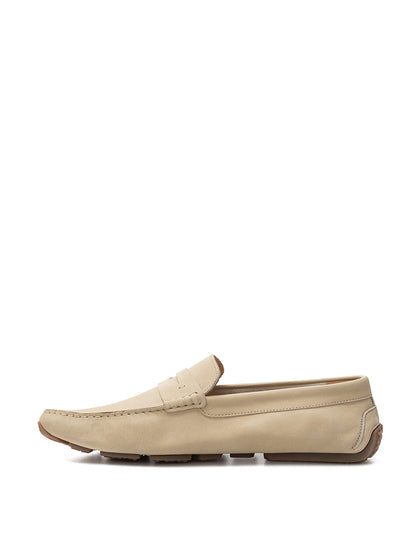 Bally Elegant Beige Suede Penny Loafers