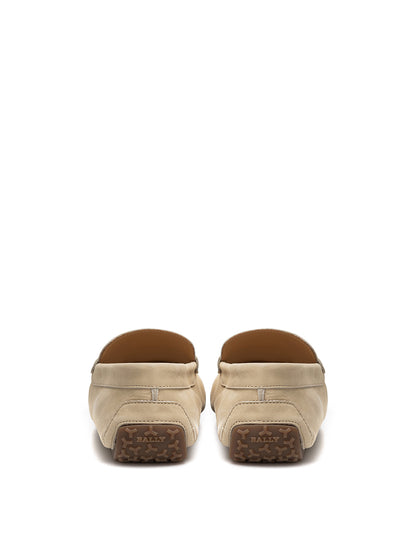 Bally Elegant Beige Suede Penny Loafers