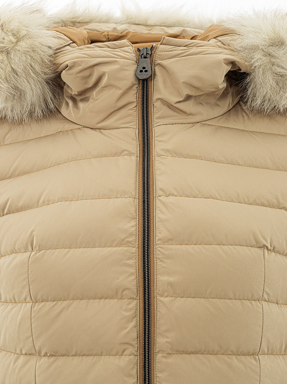 Peuterey Beige Quilted Fur-Collar Jacket