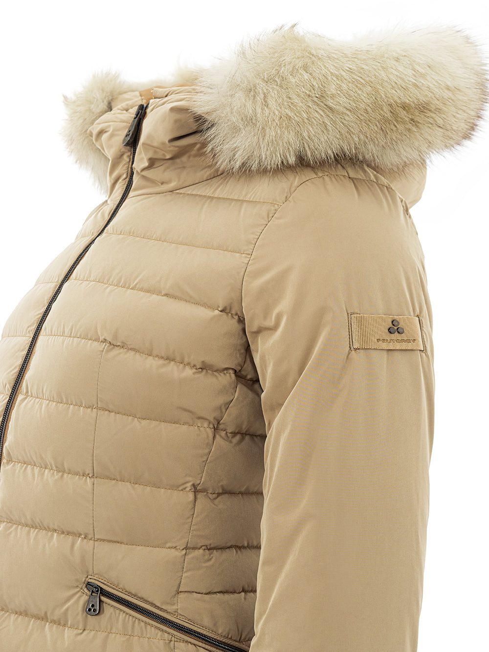 Peuterey Beige Quilted Fur-Collar Jacket