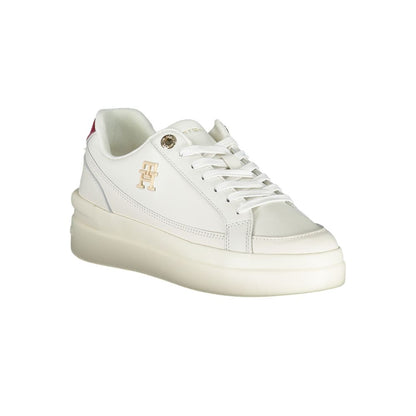 Tommy Hilfiger Chic White Lace-Up Sneakers with Contrast Details