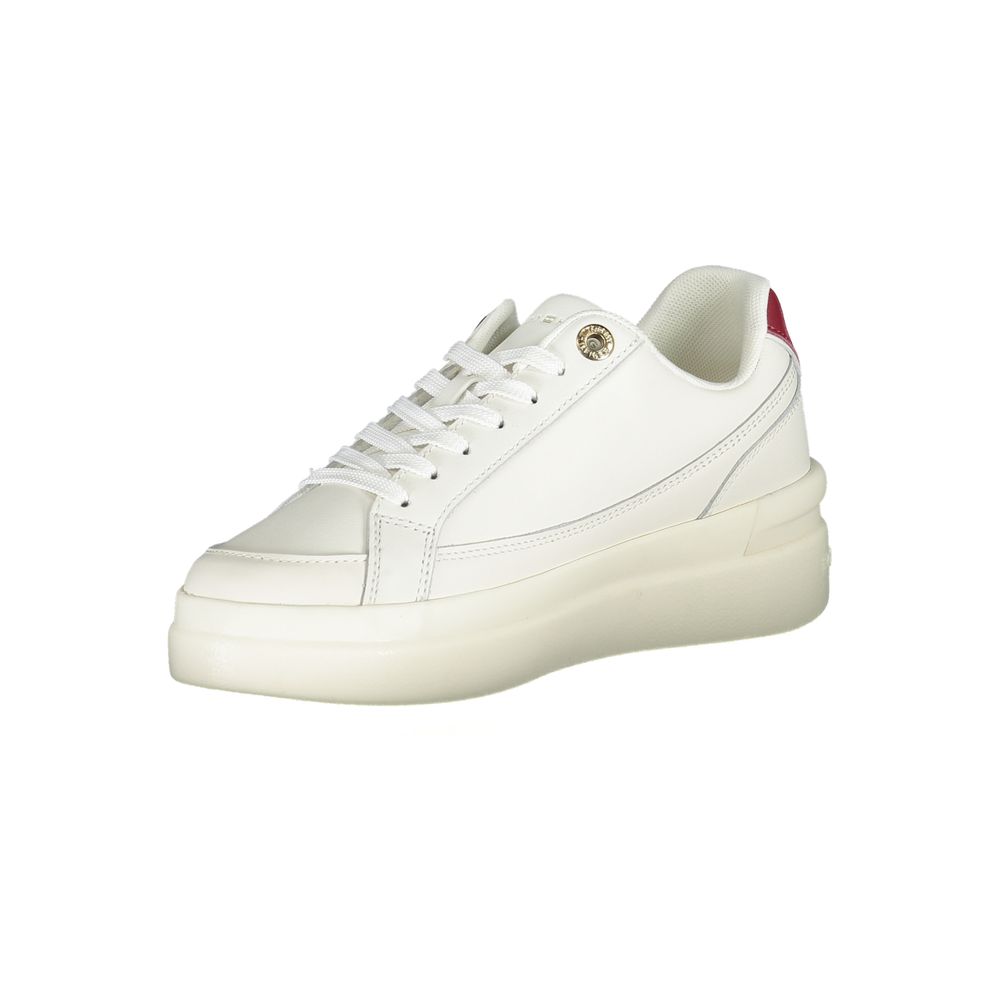 Tommy Hilfiger Chic White Lace-Up Sneakers with Contrast Details