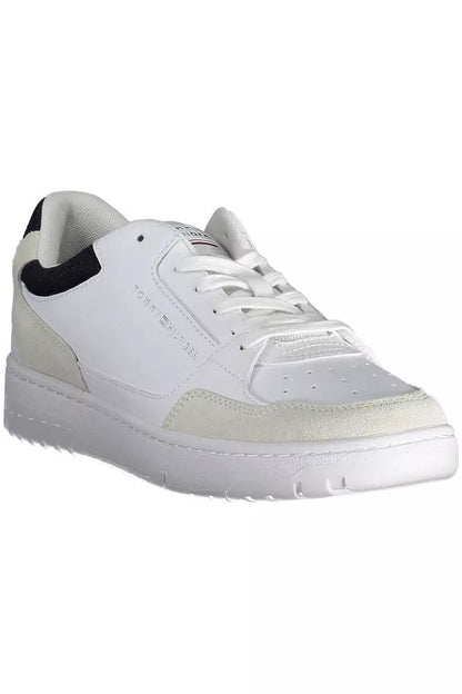 Tommy Hilfiger Sleek White Lace-Up Sneakers with Logo Detail