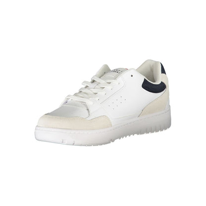 Tommy Hilfiger Elegant White Lace-Up Sneakers with Contrast Detail