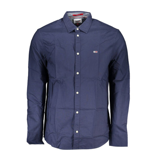 Tommy Hilfiger Elegant Blue Italian Collar Shirt with Contrasting Details