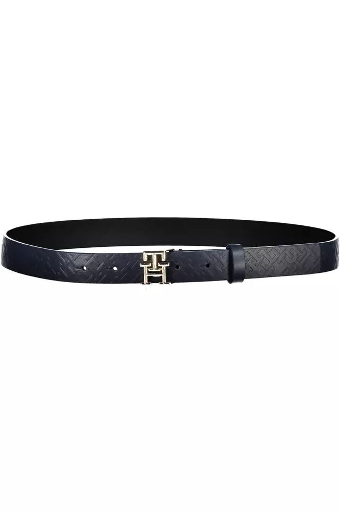 Tommy Hilfiger Elegant Blue Leather Belt with Metal Accents