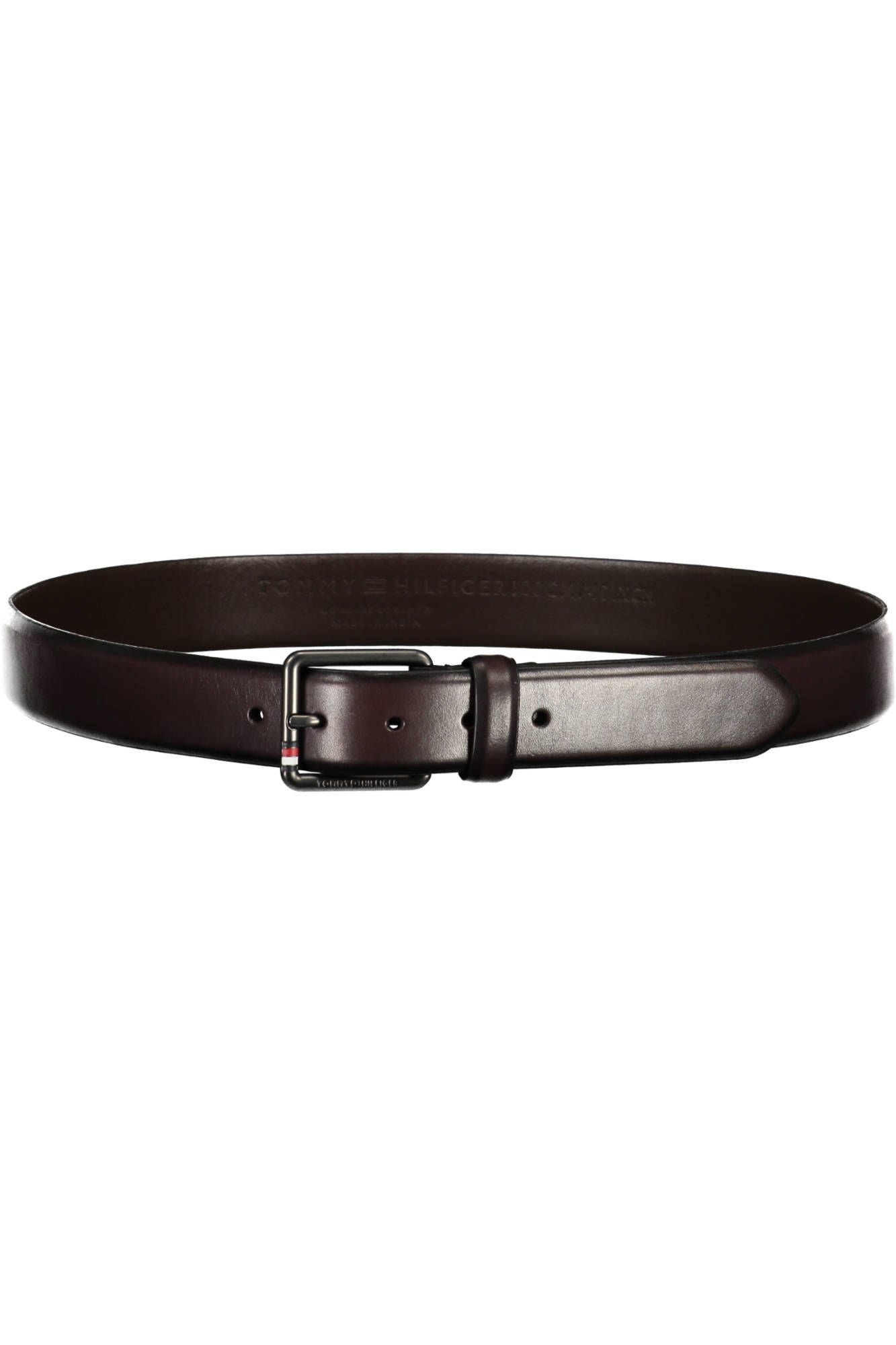 Tommy Hilfiger Elegant Brown Leather Belt with Metal Buckle