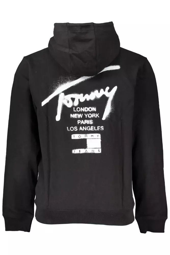 Tommy Hilfiger Elegant Black Cotton Zip Hoodie